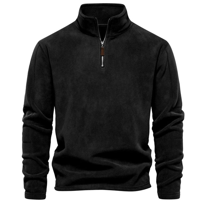 Mænds fleece vinterjakke med lynlås, blødt og varmt materiale, stilfuld omvendt krave, perfekt vinterjakke.