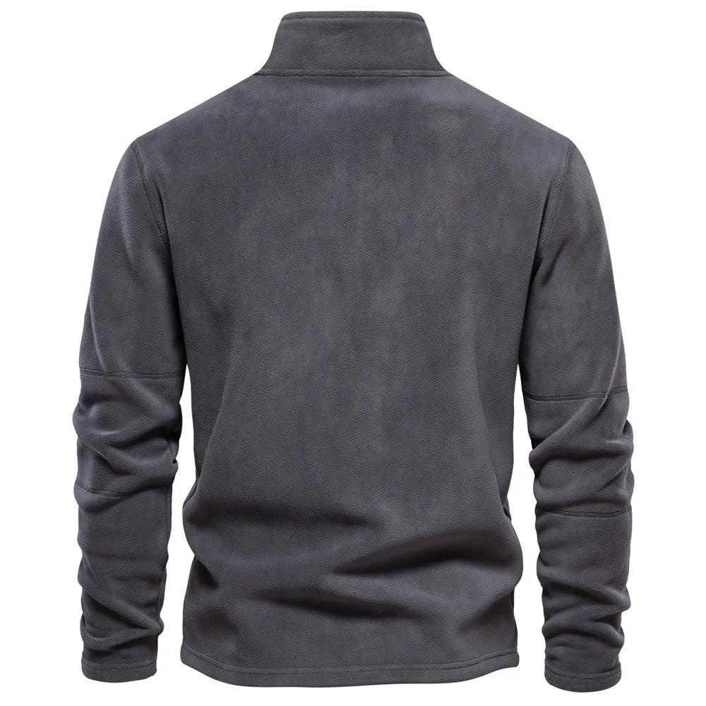 Mænds fleece vinterjakke med lynlås, blødt og varmt materiale, stilfuld omvendt krave, perfekt vinterjakke.