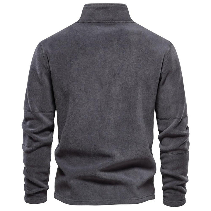 Mænds fleece vinterjakke med lynlås, blødt og varmt materiale, stilfuld omvendt krave, perfekt vinterjakke.