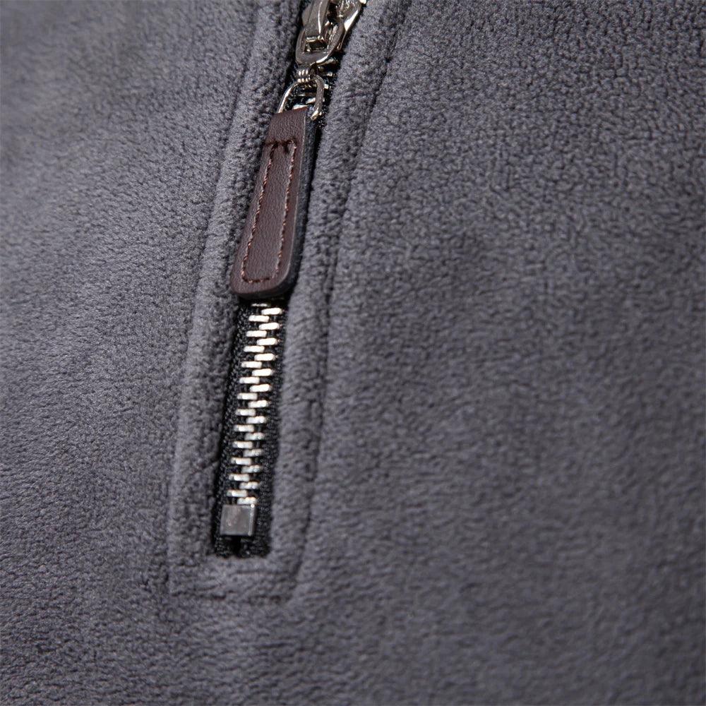 Mænds fleece vinterjakke med lynlås, blødt og varmt materiale, stilfuld omvendt krave, perfekt vinterjakke.
