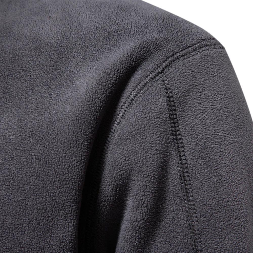 Mænds fleece vinterjakke med lynlås, blødt og varmt materiale, stilfuld omvendt krave, perfekt vinterjakke.