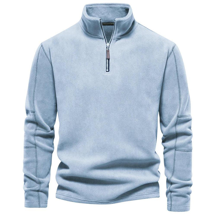 Mænds fleece vinterjakke med lynlås, blødt og varmt materiale, stilfuld omvendt krave, perfekt vinterjakke.