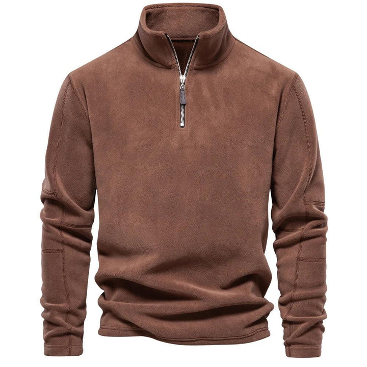Mænds fleece vinterjakke med lynlås, blødt og varmt materiale, stilfuld omvendt krave, perfekt vinterjakke.