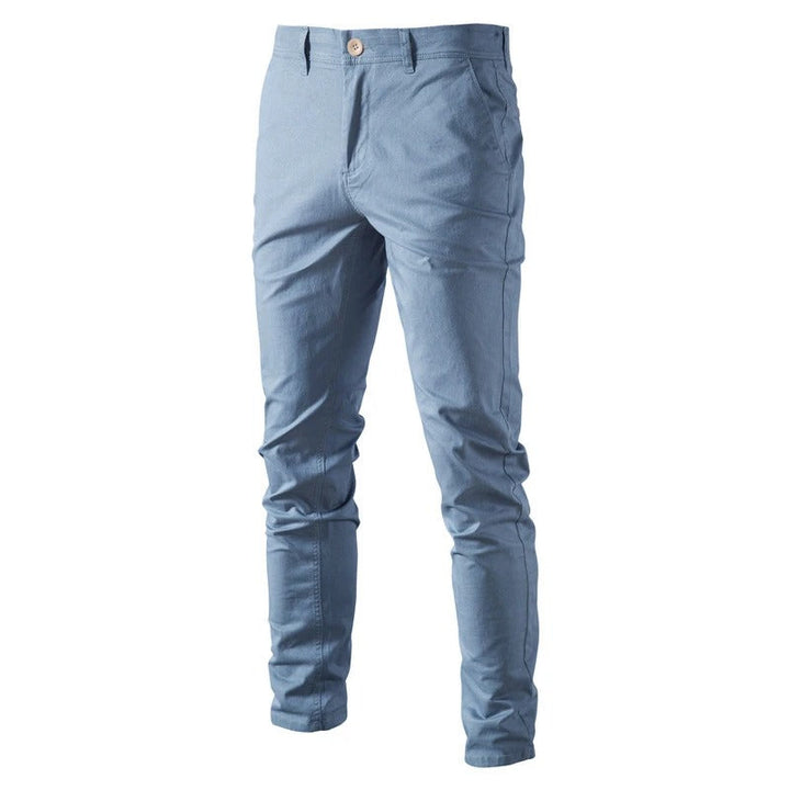 Miesten hengittävät slim fit -puuvillahousut, yksivärinen design, sleekki siluetti, taskut, täydellinen istuvuus.
