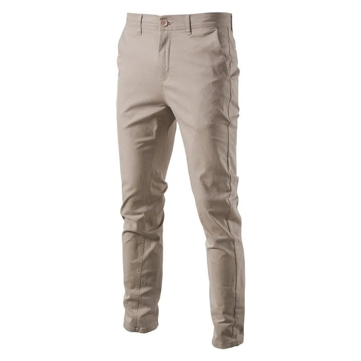 Miesten hengittävät slim fit -puuvillahousut, yksivärinen design, sleekki siluetti, taskut, täydellinen istuvuus.