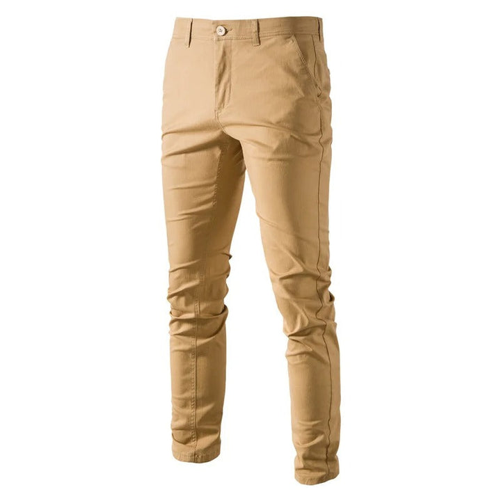 Miesten hengittävät slim fit -puuvillahousut, yksivärinen design, sleekki siluetti, taskut, täydellinen istuvuus.