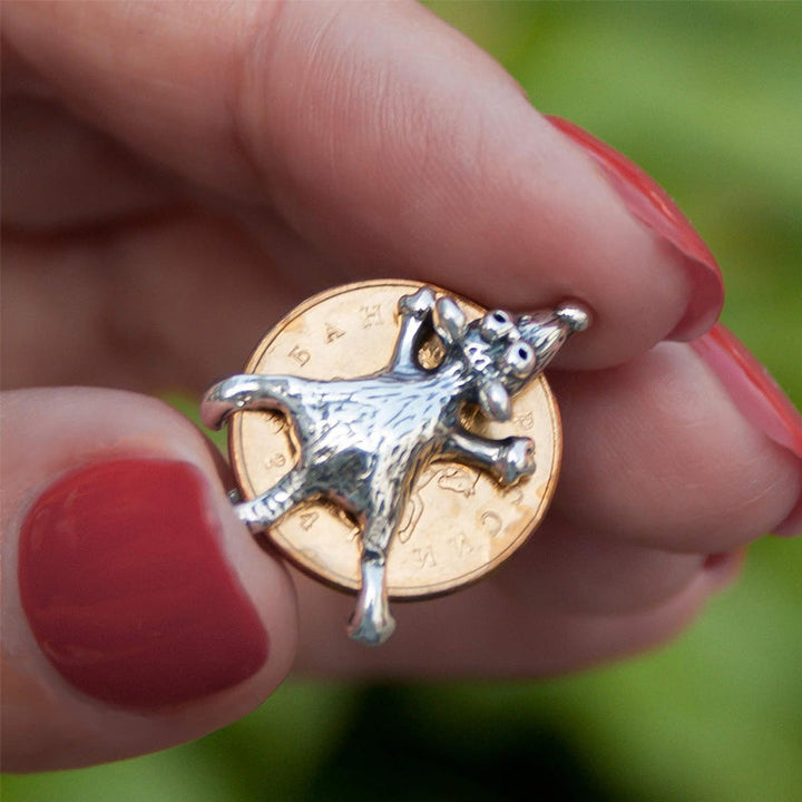 Mændenes museamulet, metal, tiltrækker velstand og held. 2,5 cm diameter, dekorativt mønster.