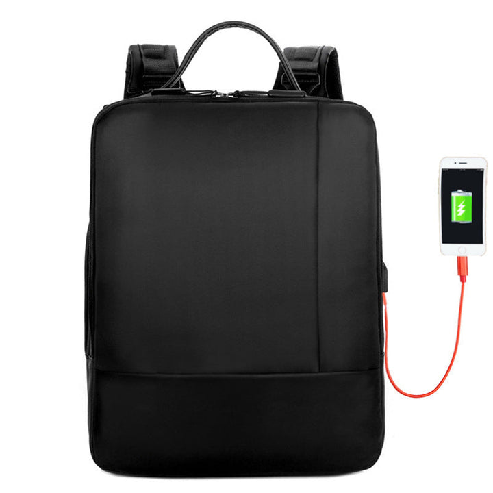 Herre innovativ anti-tyveri rygsæk med USB-port, vandtæt, sort; beskytter og oplader enheder på farten.