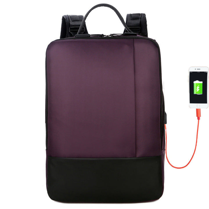 Herre innovativ anti-tyveri rygsæk med USB-port, vandtæt, sort; beskytter og oplader enheder på farten.