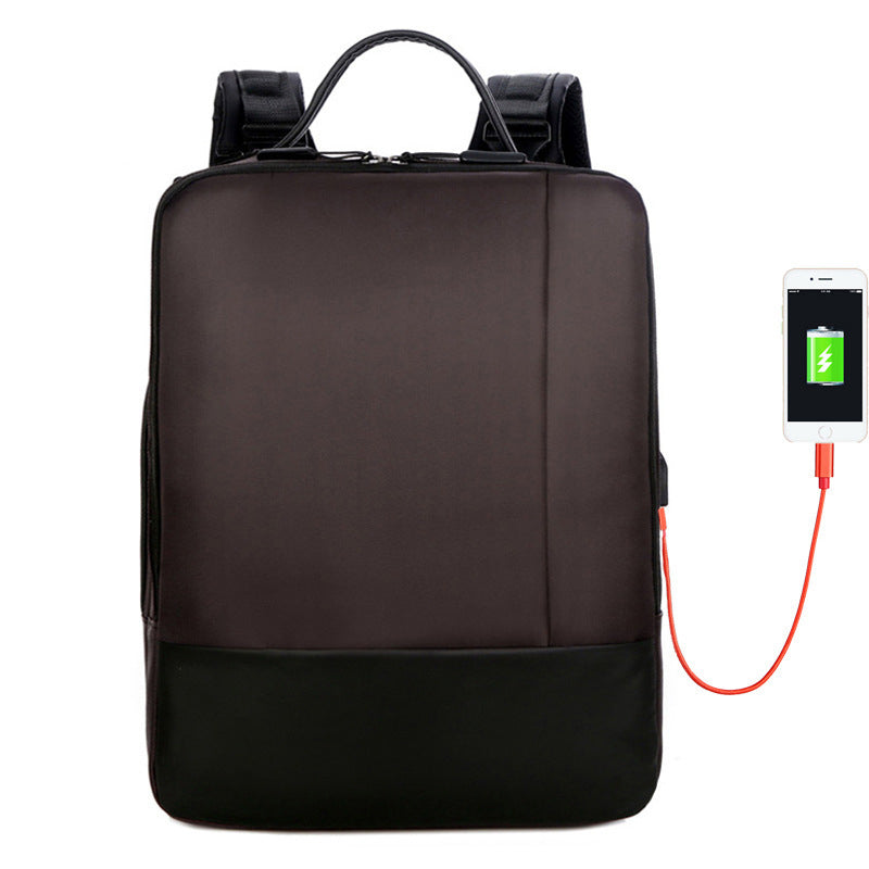 Herre innovativ anti-tyveri rygsæk med USB-port, vandtæt, sort; beskytter og oplader enheder på farten.