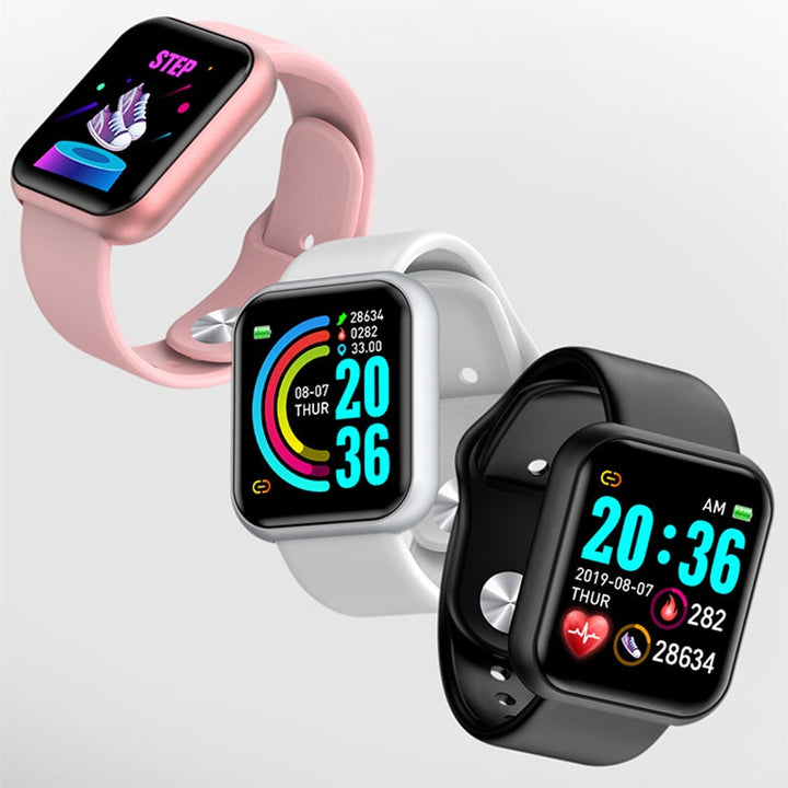Multifunktions smartwatch til mænd og kvinder med pulsmåler, stilfuldt design, sort eller sølvhvid, 1,3 tommer skærm.