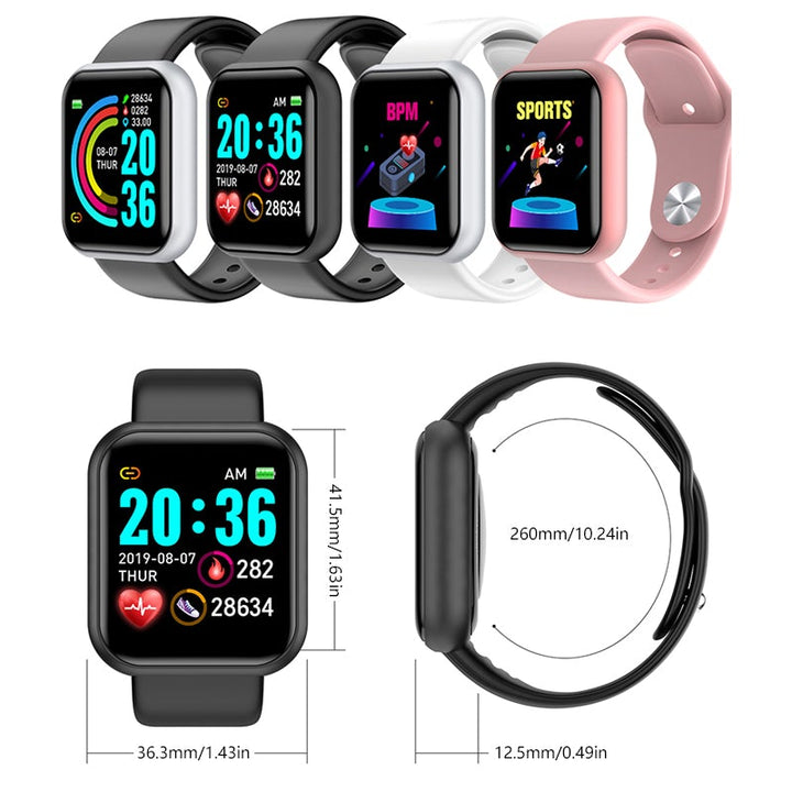 Multifunktions smartwatch til mænd og kvinder med pulsmåler, stilfuldt design, sort eller sølvhvid, 1,3 tommer skærm.