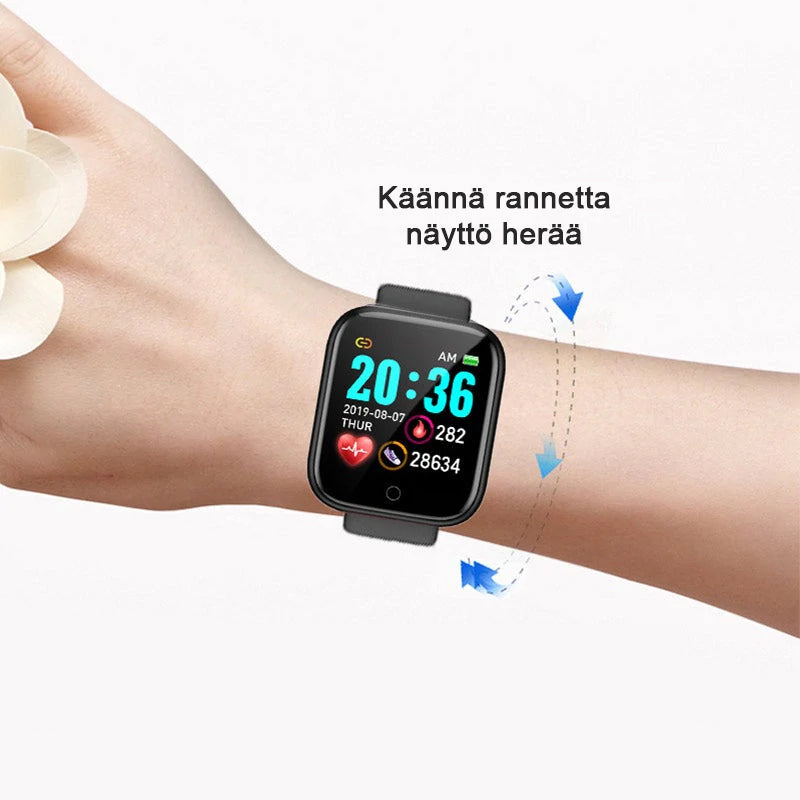 Multifunktions smartwatch til mænd og kvinder med pulsmåler, stilfuldt design, sort eller sølvhvid, 1,3 tommer skærm.