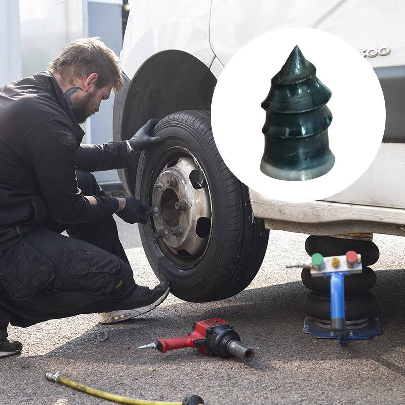 Mænds og Kvinders Dæk Reparationsgummi Sømp, sort gummimateriale, effektiv tætning, passer til bil- og motorcykeldæk.