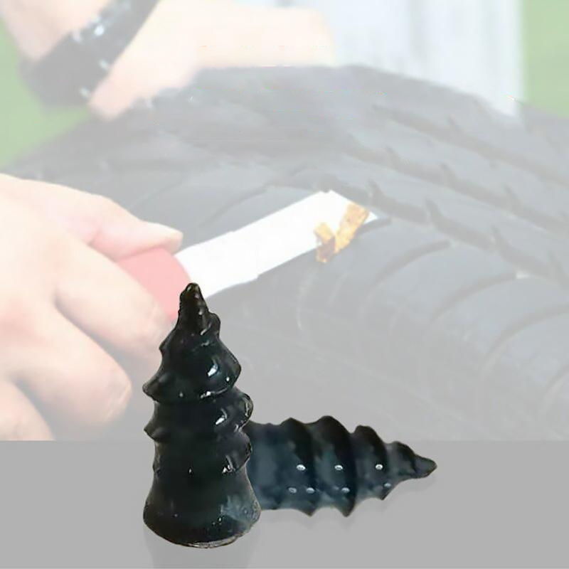 Mænds og Kvinders Dæk Reparationsgummi Sømp, sort gummimateriale, effektiv tætning, passer til bil- og motorcykeldæk.
