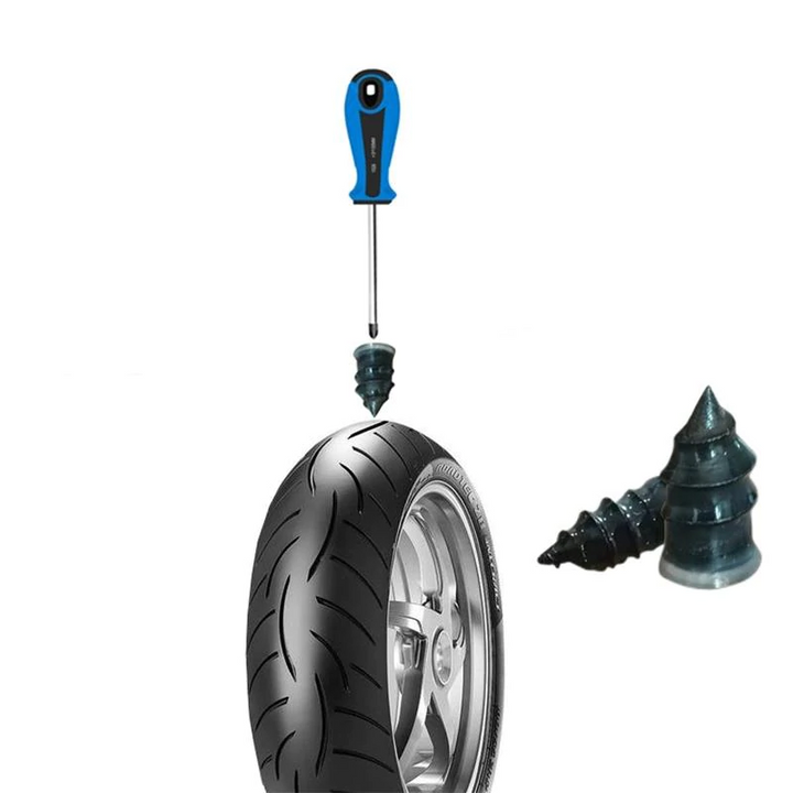 Mænds og Kvinders Dæk Reparationsgummi Sømp, sort gummimateriale, effektiv tætning, passer til bil- og motorcykeldæk.