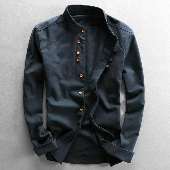 Miesten japanilaistyylinen puuvillapusero, elegantti muotoilu, pitkähihainen, hengittävä ja minimalistinen ilme.