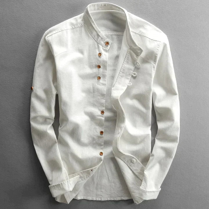 Miesten japanilaistyylinen puuvillapusero, elegantti muotoilu, pitkähihainen, hengittävä ja minimalistinen ilme.