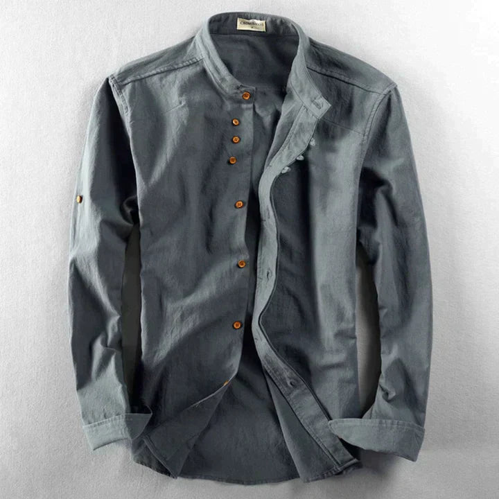 Miesten japanilaistyylinen puuvillapusero, elegantti muotoilu, pitkähihainen, hengittävä ja minimalistinen ilme.