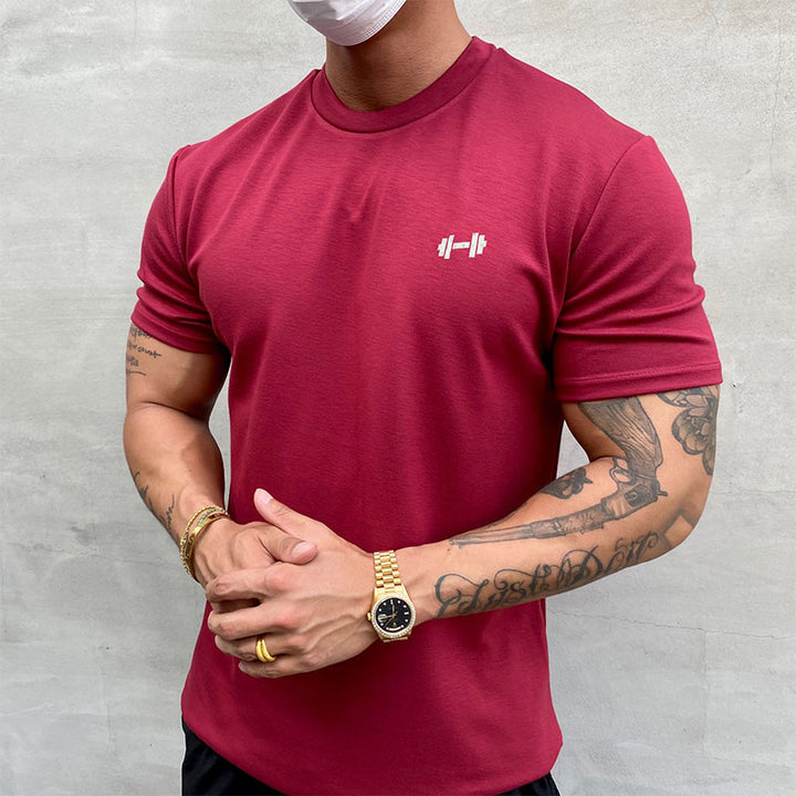 Herre trænings t-shirt i khaki, sort, hvid, vinrød og lyserød. Åndbar og komfortabel til sport.