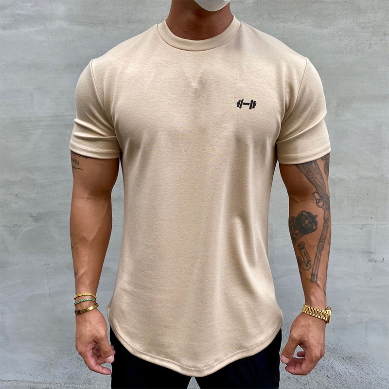 Herre trænings t-shirt i khaki, sort, hvid, vinrød og lyserød. Åndbar og komfortabel til sport.