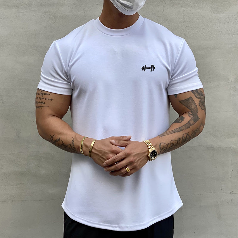 Herre trænings t-shirt i khaki, sort, hvid, vinrød og lyserød. Åndbar og komfortabel til sport.