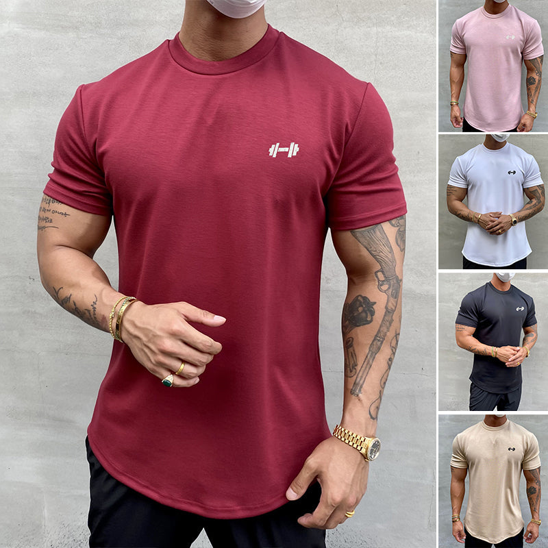 Herre trænings t-shirt i khaki, sort, hvid, vinrød og lyserød. Åndbar og komfortabel til sport.