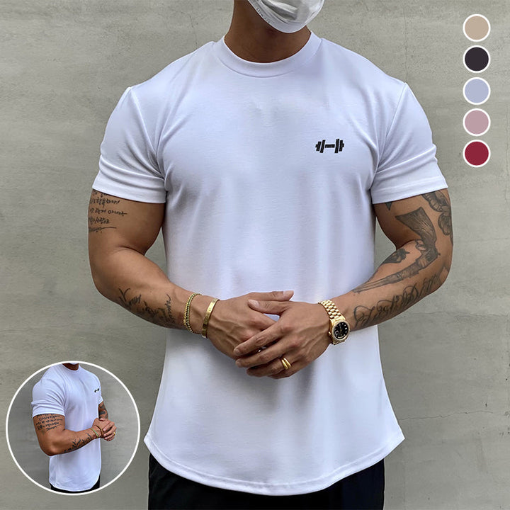 Herre trænings t-shirt i khaki, sort, hvid, vinrød og lyserød. Åndbar og komfortabel til sport.