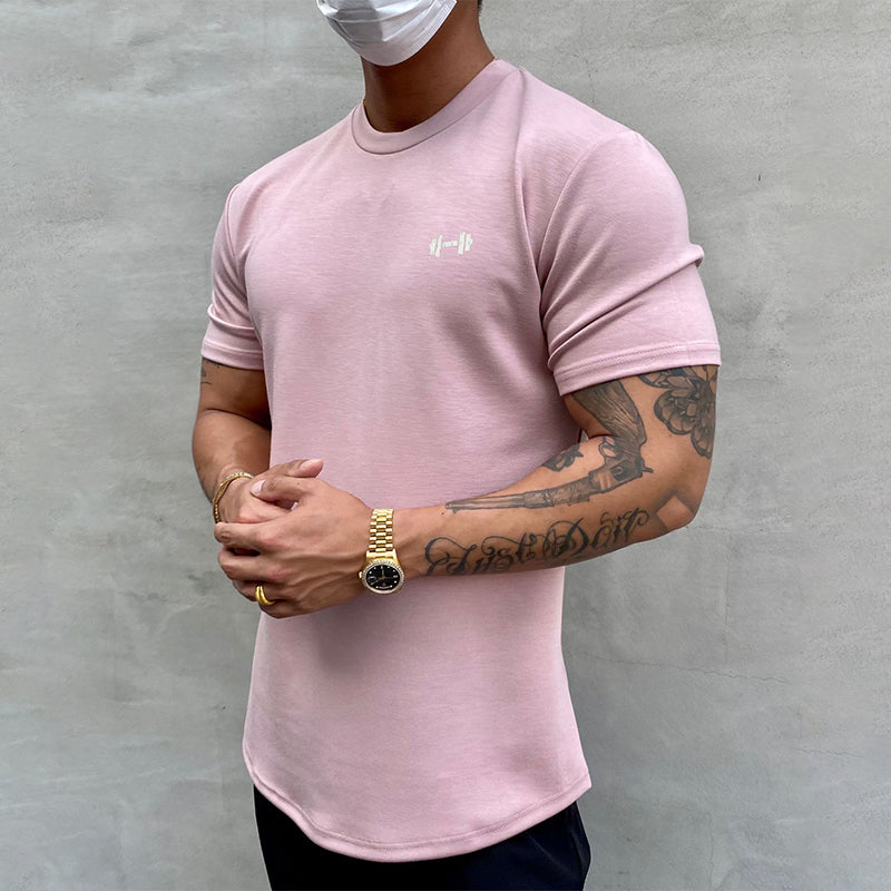 Herre trænings t-shirt i khaki, sort, hvid, vinrød og lyserød. Åndbar og komfortabel til sport.