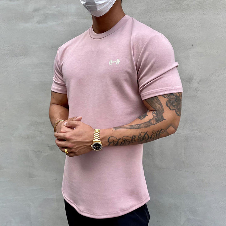 Herre trænings t-shirt i khaki, sort, hvid, vinrød og lyserød. Åndbar og komfortabel til sport.