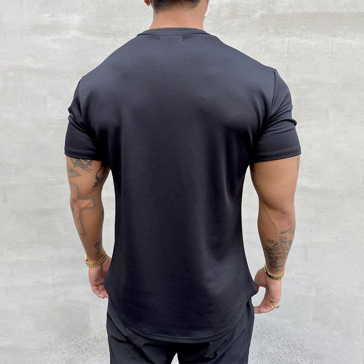 Herre trænings t-shirt i khaki, sort, hvid, vinrød og lyserød. Åndbar og komfortabel til sport.