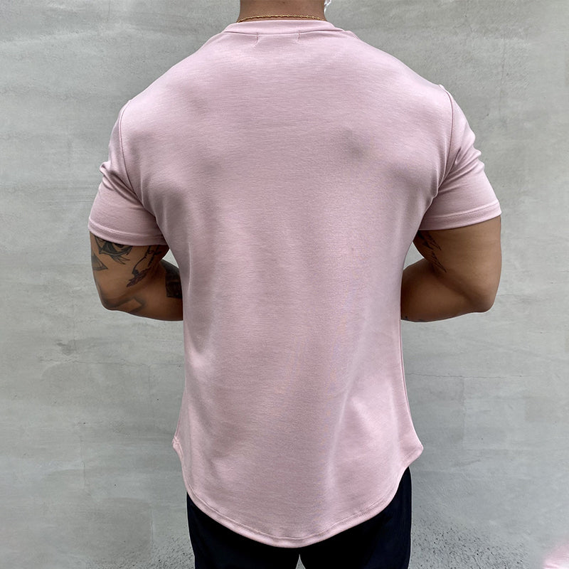 Herre trænings t-shirt i khaki, sort, hvid, vinrød og lyserød. Åndbar og komfortabel til sport.
