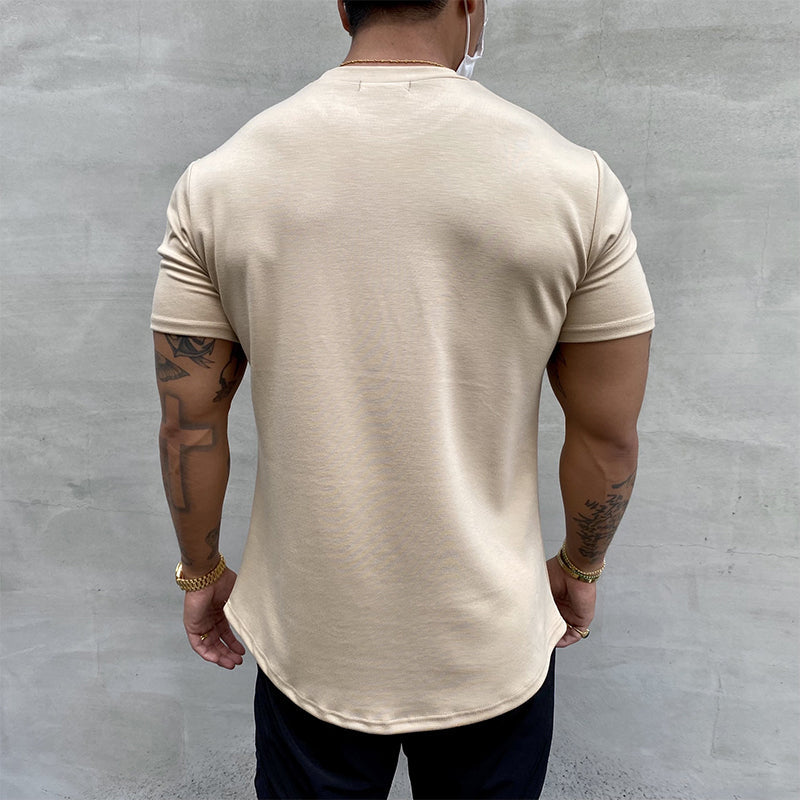 Herre trænings t-shirt i khaki, sort, hvid, vinrød og lyserød. Åndbar og komfortabel til sport.