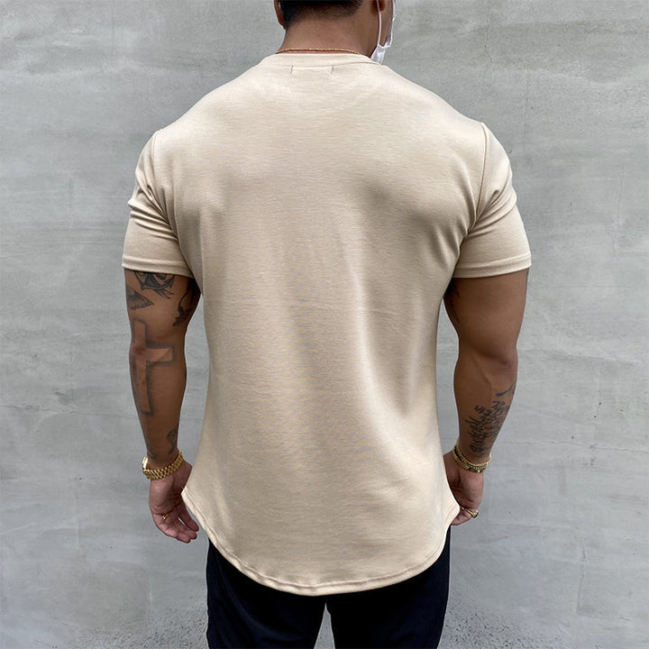 Herre trænings t-shirt i khaki, sort, hvid, vinrød og lyserød. Åndbar og komfortabel til sport.
