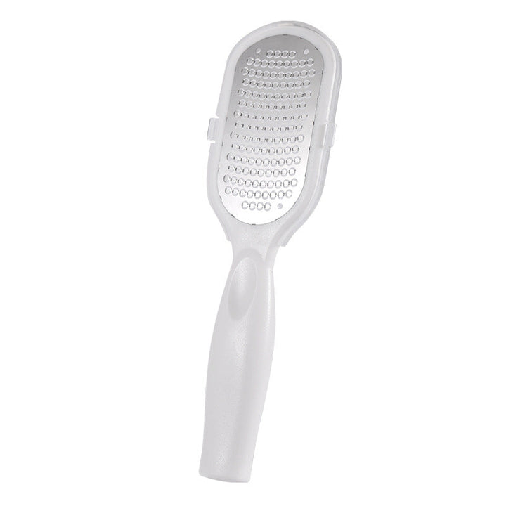 Mænds dobbeltsidede fodfil i rustfrit stål, ergonomisk håndtag, sort/hvid, til hjemmefodpleje