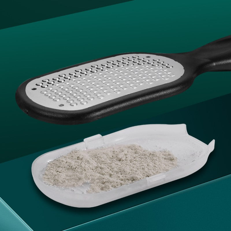 Mænds dobbeltsidede fodfil i rustfrit stål, ergonomisk håndtag, sort/hvid, til hjemmefodpleje