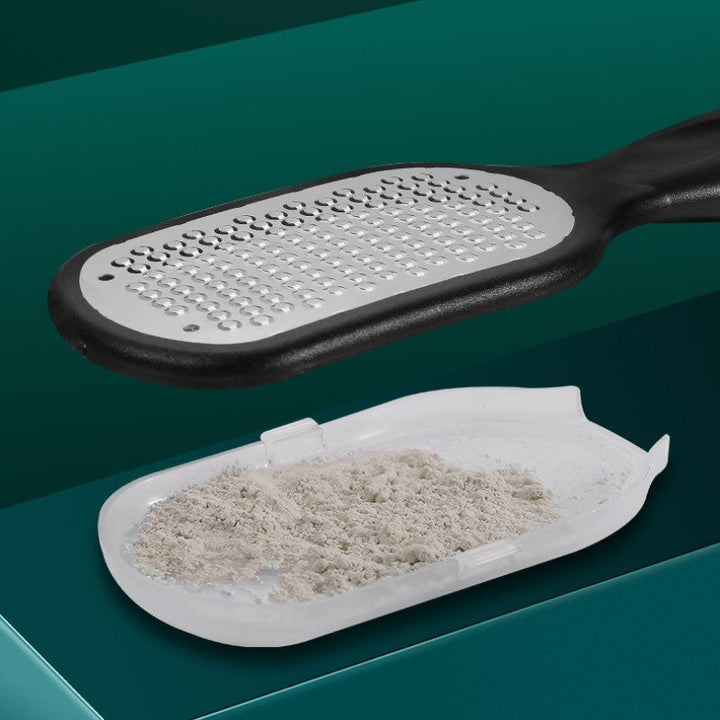Mænds dobbeltsidede fodfil i rustfrit stål, ergonomisk håndtag, sort/hvid, til hjemmefodpleje