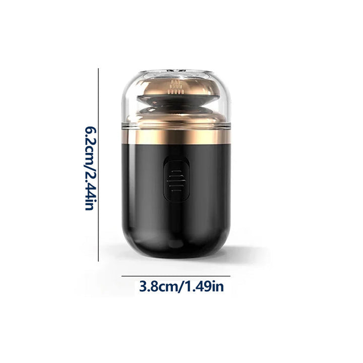 Kompakt barbermaskine til mænd, sort og sølv, USB-C-opladning, kompakt størrelse og effektive netblade.