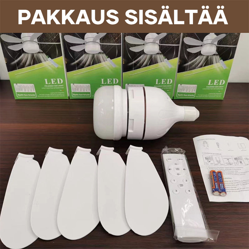 Herre loftventilator med LED-lys, moderne design, sort ramme, klar belysning og køling i én pakke.