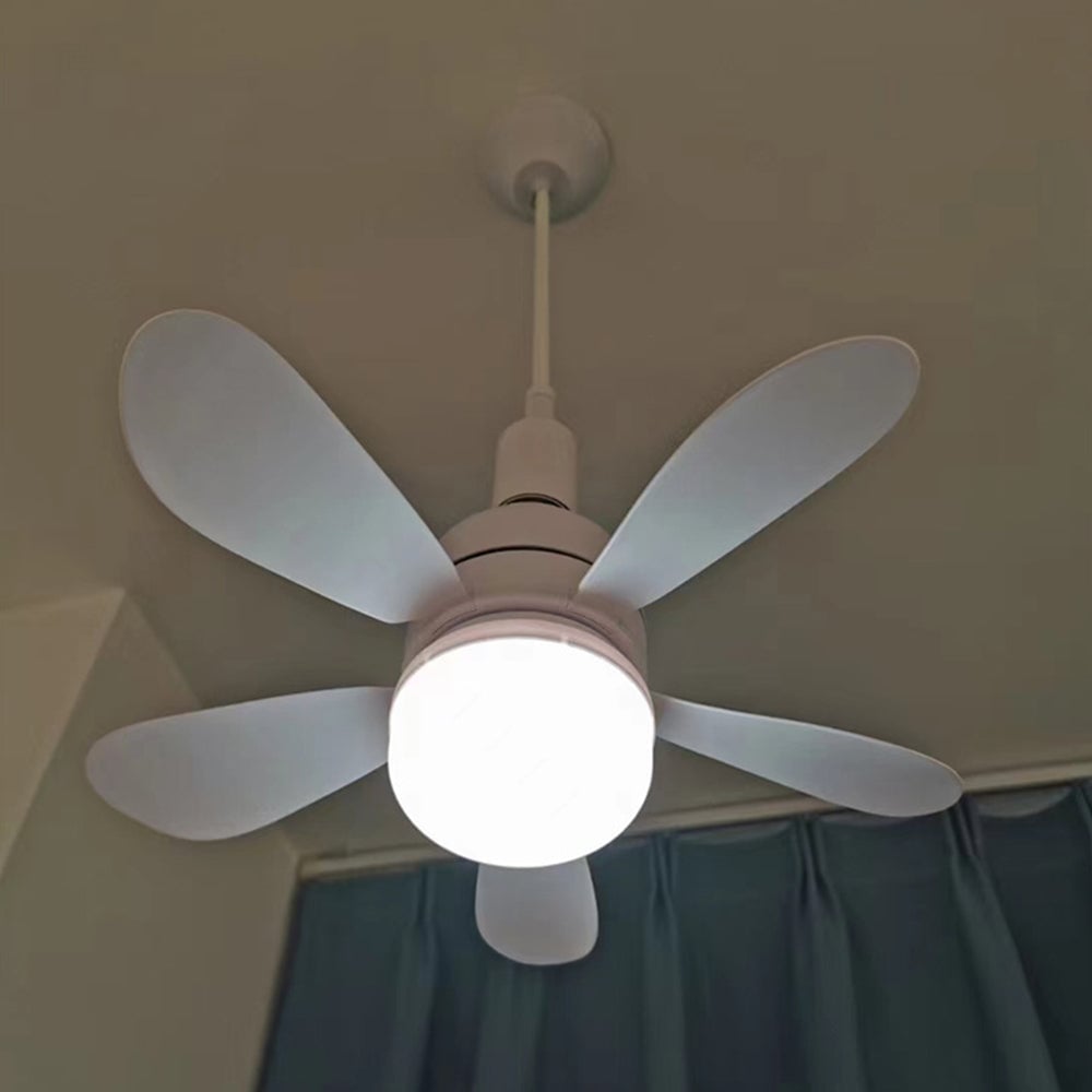 Herre loftventilator med LED-lys, moderne design, sort ramme, klar belysning og køling i én pakke.