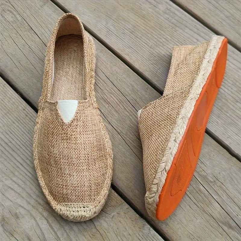 Herre lette espadriller i sommerens farver, beige, grå, sort, med åndbart design og slip-on komfort.