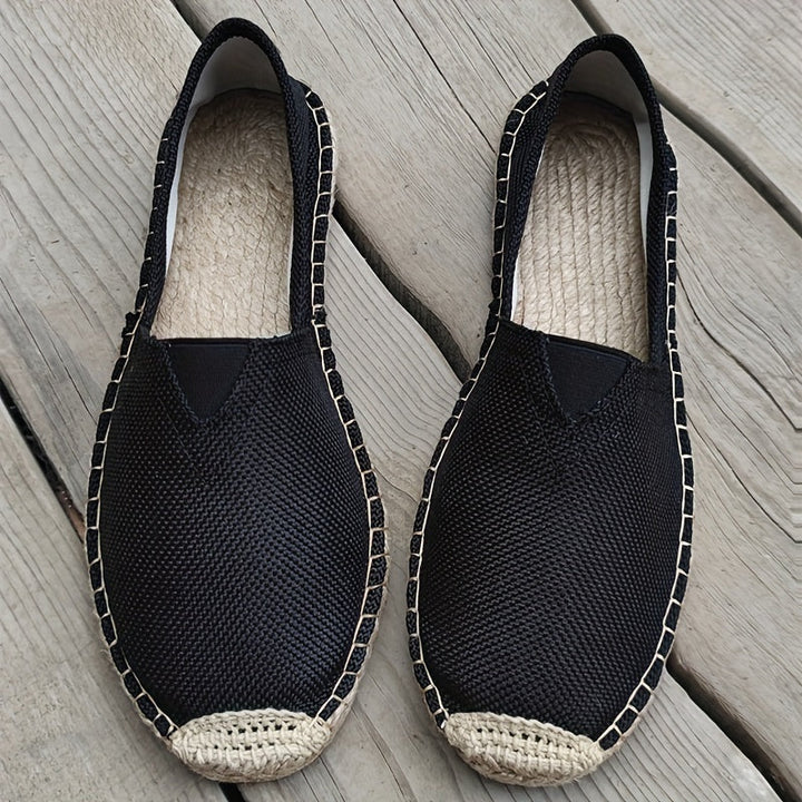 Herre lette espadriller i sommerens farver, beige, grå, sort, med åndbart design og slip-on komfort.