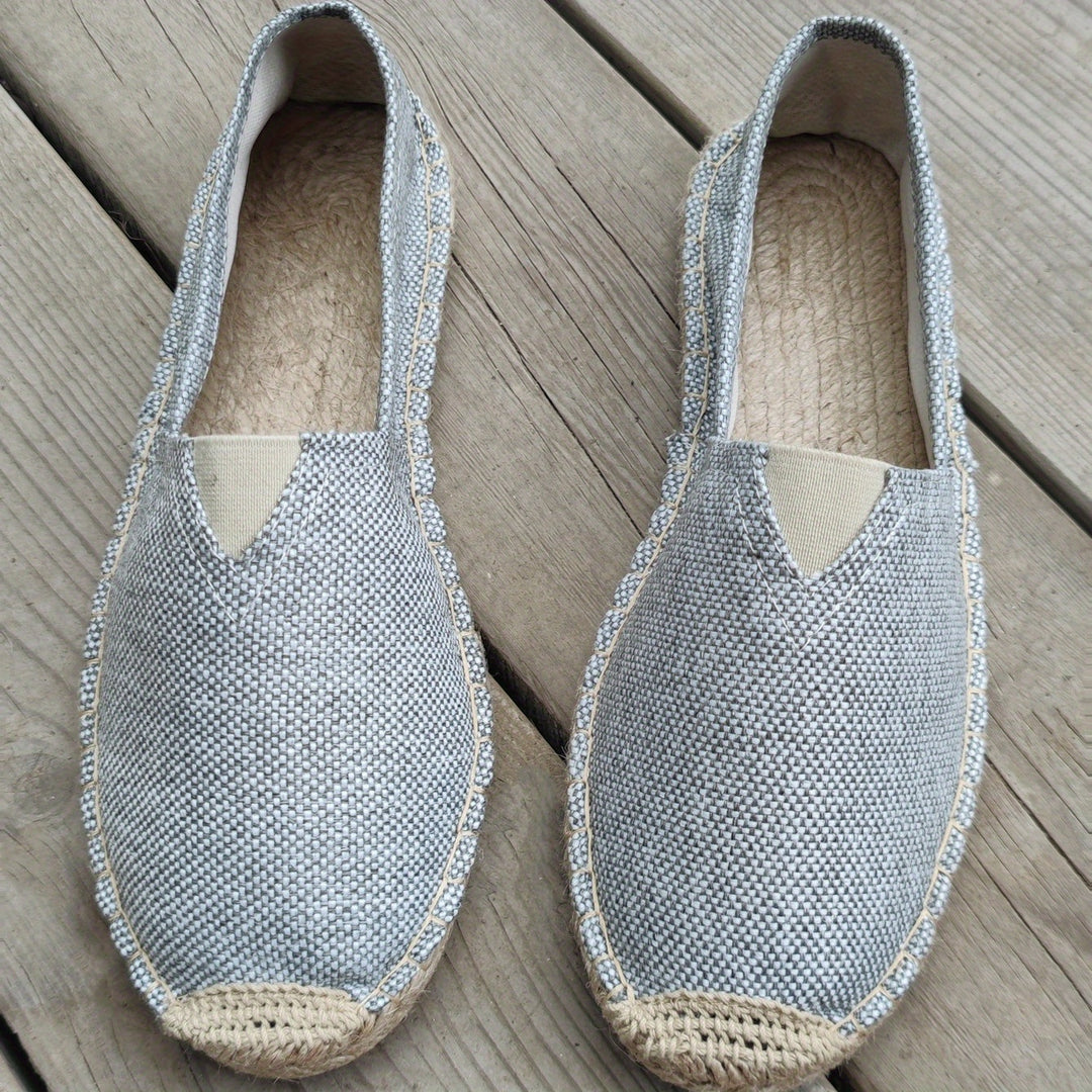 Herre lette espadriller i sommerens farver, beige, grå, sort, med åndbart design og slip-on komfort.