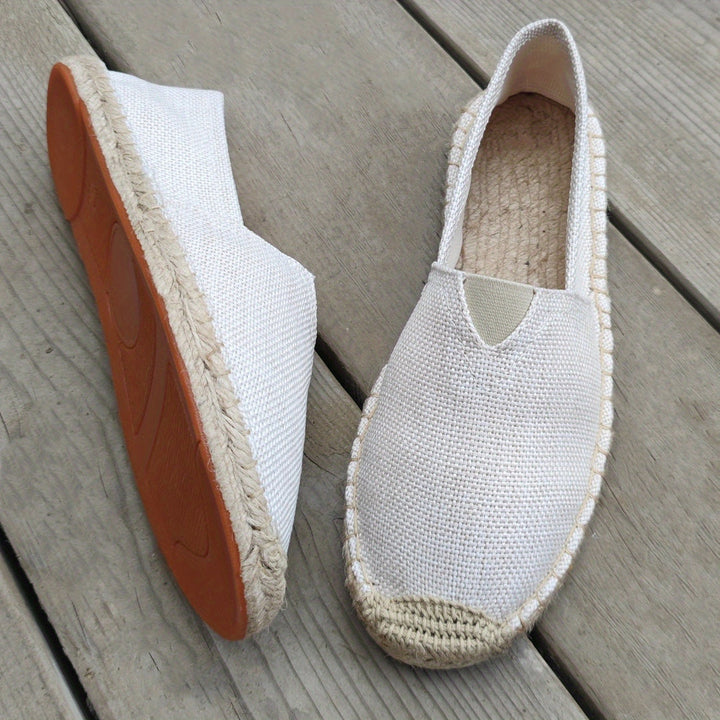 Herre lette espadriller i sommerens farver, beige, grå, sort, med åndbart design og slip-on komfort.