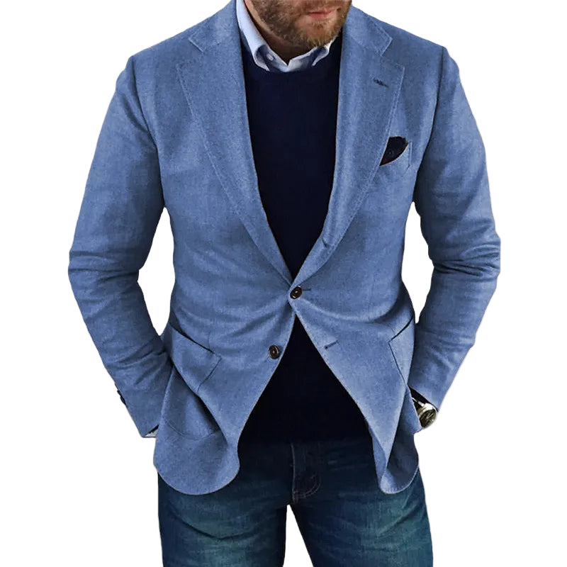 Herre klassisk blazer, elegant snit, mørkeblå, velegnet til både arbejde og fest.