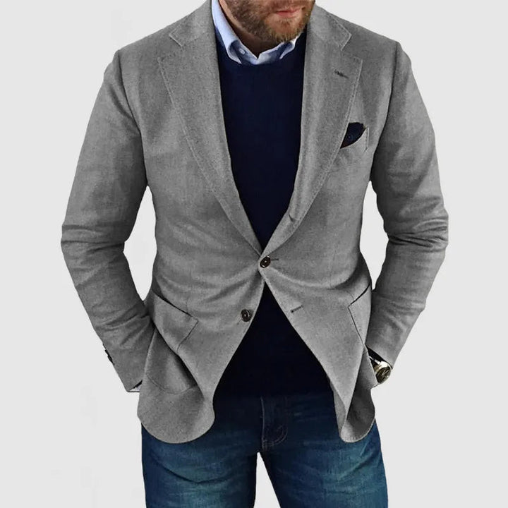 Herre klassisk blazer, elegant snit, mørkeblå, velegnet til både arbejde og fest.