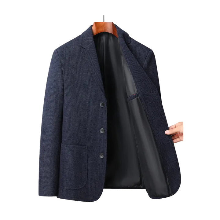 Herre klassisk blazer med pinstripe-mønster og skåret revers.
