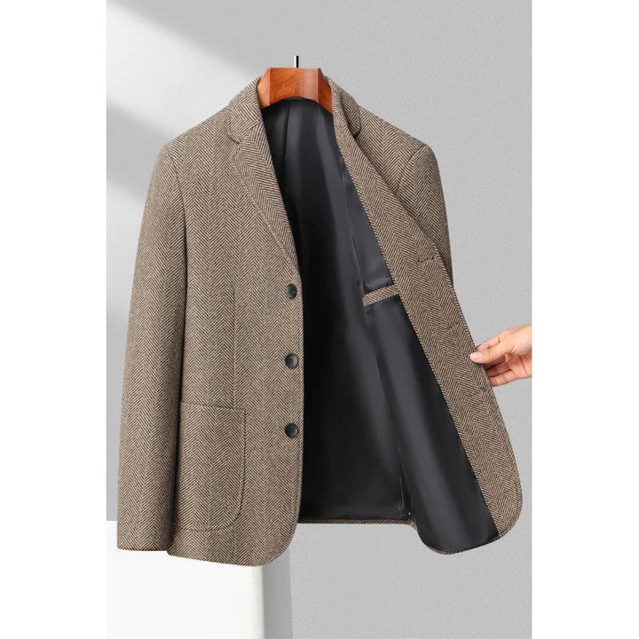 Herre klassisk blazer med pinstripe-mønster og skåret revers.