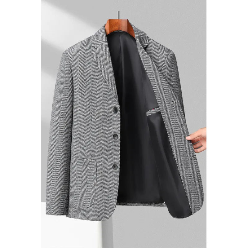 Herre klassisk blazer med pinstripe-mønster og skåret revers.