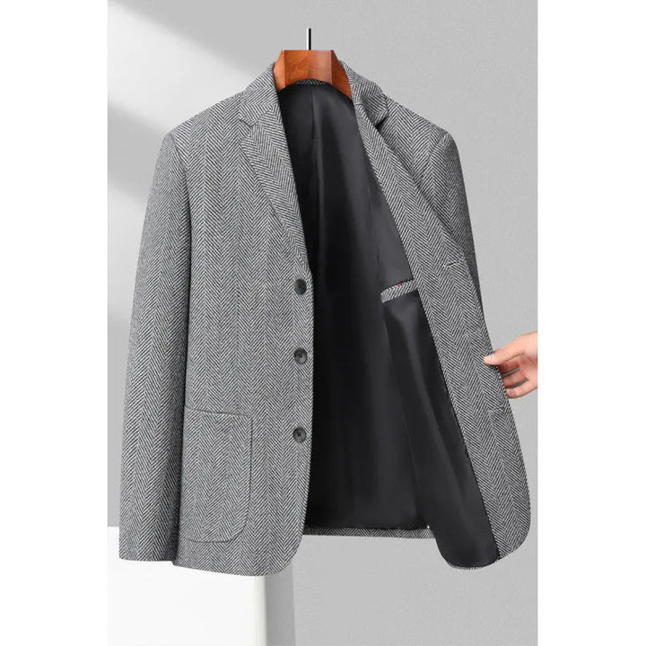 Herre klassisk blazer med pinstripe-mønster og skåret revers.